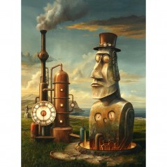 J. Jaśnikowski Steampunk Moai 67x50 cm