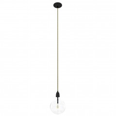 Lampa sufitowa LOFT CERAMIC – czarny + czarno-żółty oplot