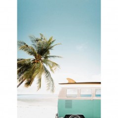 VAN AND PALM TREE ON THE BEACH POSTERA.ART