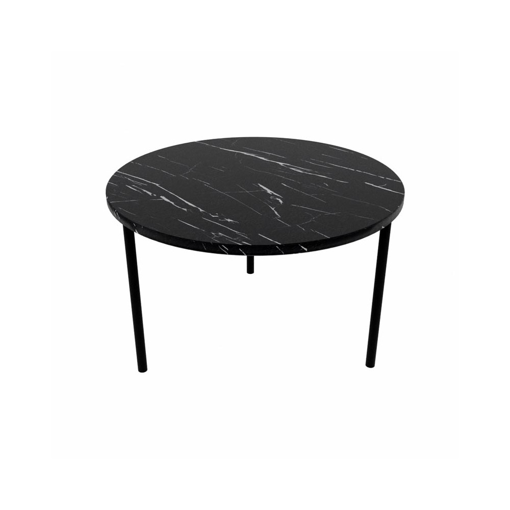 Svart - Stolik 60 cm z marmurowym blatem - MARLE