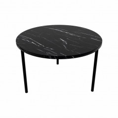 Svart - Stolik 60 cm z marmurowym blatem - MARLE