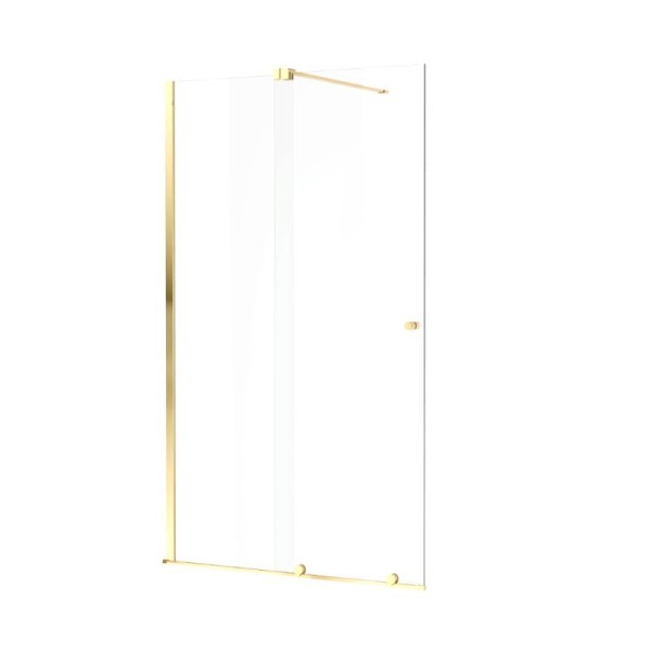 Ortigo walk-in drzwi prysznicowe przesuwne 140x200 cm, powłoka Clean Control, złoty szczotkowany - Excellent