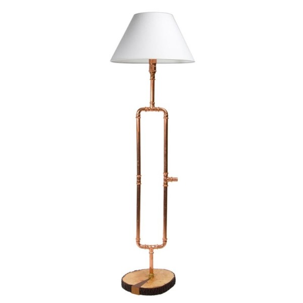 Miedziana lampa podłogowa PORTAL II z abażurem LGH0010 – gie el.