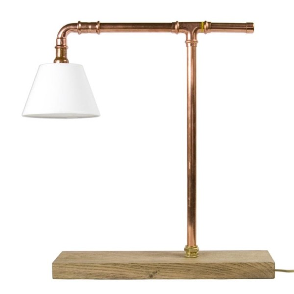 Lampa stołowa z rurek LANTERN II miedziana z abażurem LGH0040 – gie el.