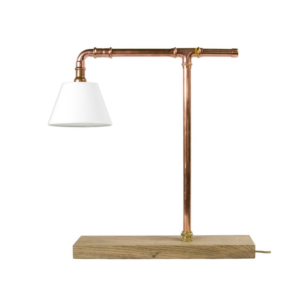 Lampa stołowa z rurek LANTERN II miedziana z abażurem LGH0040 – gie el.