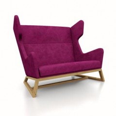 LORD 135cm dwuosobowa sofa uszak – Drewno Dąb Naturalny. Tapicerka VELVET Pink.