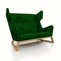 LORD 135cm dwuosobowa sofa uszak – Drewno Dąb Naturalny. Tapicerka VELVET Green.