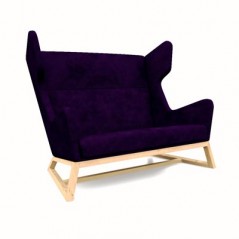 LORD 135cm dwuosobowa sofa uszak – Drewno Dąb Naturalny. Tapicerka VELVET Violet.