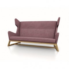 LORD 190cm dwuosobowa sofa uszak – Drewno Dąb Naturalny. Tapicerka VELVET Light Pink.