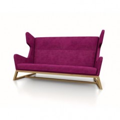 LORD 190cm dwuosobowa sofa uszak – Drewno Dąb Naturalny. Tapicerka VELVET Pink.