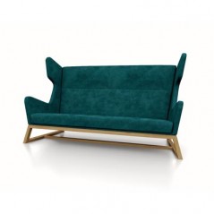 LORD 190cm dwuosobowa sofa uszak – Drewno Dąb Naturalny. Tapicerka VELVET Torquoise.