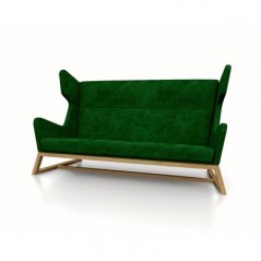 LORD 190cm dwuosobowa sofa uszak – Drewno Dąb Naturalny. Tapicerka VELVET Green.