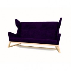 LORD 190cm dwuosobowa sofa uszak – Drewno Dąb Naturalny. Tapicerka VELVET Violet.