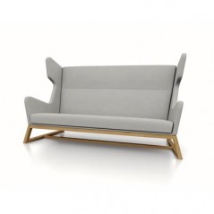 LORD 190cm dwuosobowa sofa uszak – Drewno Dąb Naturalny. Tapicerka VELVET Silver.