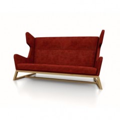 LORD 190cm dwuosobowa sofa uszak – Drewno Dąb Naturalny. Tapicerka VELVET Red.